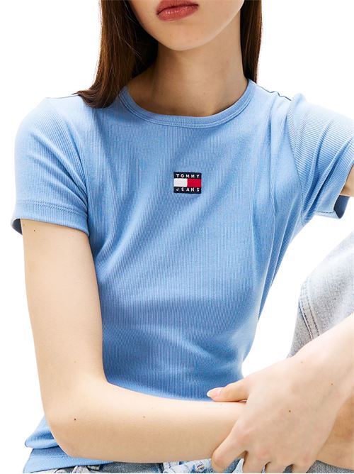 T-shirt donna celeste in cotone Tommy Jeans | DW0DW17881DY6